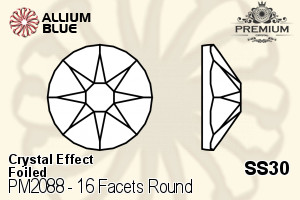 PREMIUM 16 Facets Round Flat Back (PM2088) SS30 - Crystal Effect With Foiling - Click Image to Close