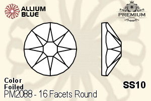 PREMIUM CRYSTAL 16 Facets Round Flat Back SS10 Sapphire F