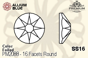 PREMIUM CRYSTAL 16 Facets Round Flat Back SS16 Light Siam F