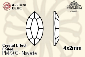 PREMIUM Navette Flat Back (PM2200) 4x2mm - Crystal Effect With Foiling - 關閉視窗 >> 可點擊圖片
