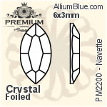 PREMIUM Navette Flat Back (PM2200) 6x3mm - Clear Crystal With Foiling