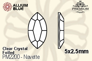 プレミアム Navette Flat Back (PM2200) 5x2.5mm - クリスタル 裏面フォイル