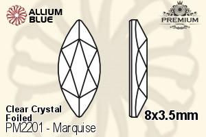 PREMIUM Marquise Flat Back (PM2201) 8x3.5mm - Clear Crystal With Foiling - Click Image to Close