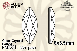 プレミアム Marquise Flat Back (PM2201) 8x3.5mm - クリスタル 裏面フォイル