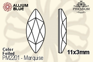 プレミアム Marquise Flat Back (PM2201) 11x3mm - カラー 裏面フォイル