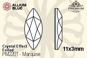 プレミアム Marquise Flat Back (PM2201) 11x3mm - クリスタル エフェクト 裏面フォイル