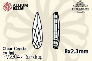 プレミアム Raindrop Flat Back (PM2304) 8x2.3mm - クリスタル 裏面フォイル - ウインドウを閉じる