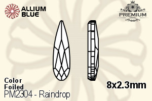 PREMIUM Raindrop Flat Back (PM2304) 8x2.3mm - Color With Foiling - Click Image to Close
