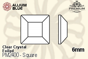 プレミアム Square Flat Back (PM2400) 6mm - クリスタル 裏面フォイル - ウインドウを閉じる