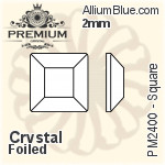 PREMIUM Square Flat Back (PM2400) 2mm - Clear Crystal With Foiling