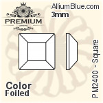 プレミアム Square Flat Back (PM2400) 3mm - カラー 裏面フォイル