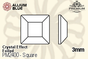 プレミアム Square Flat Back (PM2400) 3mm - クリスタル エフェクト 裏面フォイル - ウインドウを閉じる