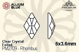 PREMIUM Rhombus Flat Back (PM2709) 6x3.6mm - Clear Crystal With Foiling