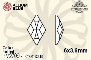 PREMIUM Rhombus Flat Back (PM2709) 6x3.6mm - Color With Foiling - 关闭视窗 >> 可点击图片