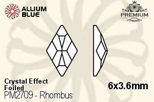 PREMIUM Rhombus Flat Back (PM2709) 6x3.6mm - Crystal Effect With Foiling - Click Image to Close