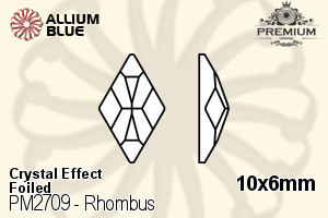 PREMIUM Rhombus Flat Back (PM2709) 10x6mm - Crystal Effect With Foiling - 关闭视窗 >> 可点击图片