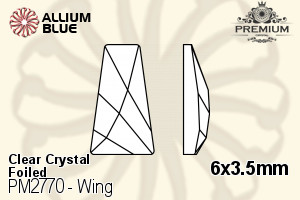 PREMIUM Wing Flat Back (PM2770) 6x3.5mm - Clear Crystal With Foiling - Click Image to Close