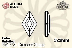 プレミアム Diamond Shape Flat Back (PM2773) 5x3mm - カラー 裏面にホイル無し