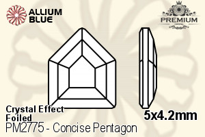 プレミアム Concise Pentagon Flat Back (PM2775) 5x4.2mm - クリスタル エフェクト 裏面フォイル - ウインドウを閉じる