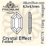 プレミアム Elongated Hexagon Flat Back (PM2776) 8.2x4.2mm - クリスタル エフェクト 裏面フォイル