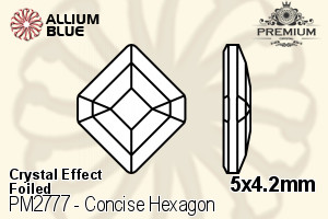 プレミアム Concise Hexagon Flat Back (PM2777) 5x4.2mm - クリスタル エフェクト 裏面フォイル - ウインドウを閉じる