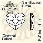 PREMIUM Heart Flat Back (PM2808) 3.6mm - Clear Crystal With Foiling