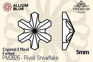 プレミアム リボリ Snowflake Flat Back (PM2826) 5mm - クリスタル エフェクト 裏面フォイル - ウインドウを閉じる