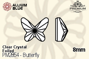 PREMIUM Butterfly Flat Back (PM2854) 8mm - Clear Crystal With Foiling - 關閉視窗 >> 可點擊圖片