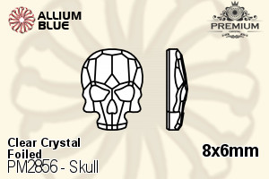 PREMIUM Skull Flat Back (PM2856) 8x6mm - Clear Crystal With Foiling