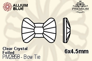 PREMIUM Bow Tie Flat Back (PM2858) 6x4.5mm - Clear Crystal With Foiling - Click Image to Close