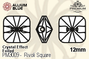 プレミアム リボリ Square ソーオンストーン (PM3009) 12mm - クリスタル エフェクト 裏面フォイル - ウインドウを閉じる