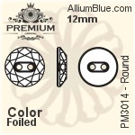 PREMIUM Round Sew-on Stone (PM3014) 12mm - Color With Foiling