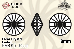 PREMIUM Rivoli Sew-on Stone (PM3015) 8mm - Clear Crystal With Foiling