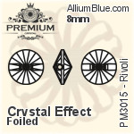 PREMIUM Rivoli Sew-on Stone (PM3015) 8mm - Crystal Effect With Foiling