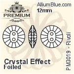 PREMIUM Rivoli Sew-on Stone (PM3019) 12mm - Crystal Effect With Foiling