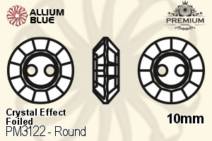 PREMIUM Round Sew-on Stone (PM3122) 10mm - Crystal Effect With Foiling