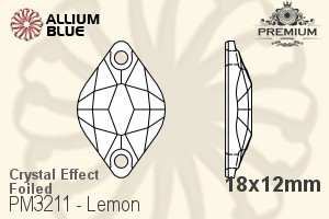 PREMIUM CRYSTAL Lemon Sew-on Stone 18x12mm Crystal Aurore Boreale F