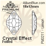 PREMIUM Lemon Sew-on Stone (PM3211) 18x12mm - Crystal Effect With Foiling