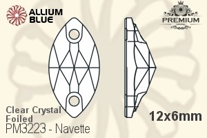 PREMIUM Navette Sew-on Stone (PM3223) 12x6mm - Clear Crystal With Foiling