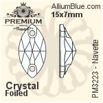 PREMIUM Navette Sew-on Stone (PM3223) 15x7mm - Clear Crystal With Foiling