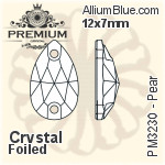 PREMIUM Pear Sew-on Stone (PM3230) 12x7mm - Clear Crystal With Foiling