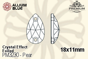 PREMIUM CRYSTAL Pear Sew-on Stone 18x11mm Crystal Metallic Silver F