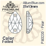 PREMIUM Pear Sew-on Stone (PM3230) 28x17mm - Clear Crystal With Foiling