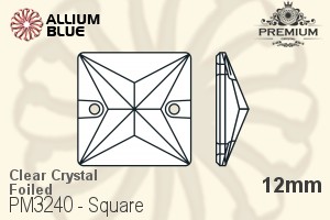 PREMIUM Square Sew-on Stone (PM3240) 12mm - Clear Crystal With Foiling