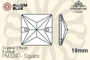 プレミアム Square ソーオンストーン (PM3240) 16mm - クリスタル エフェクト 裏面フォイル - ウインドウを閉じる