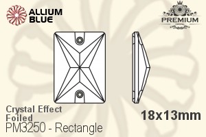 プレミアム Rectangle ソーオンストーン (PM3250) 18x13mm - クリスタル エフェクト 裏面フォイル - ウインドウを閉じる