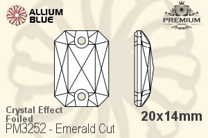 PREMIUM Emerald Cut Sew-on Stone (PM3252) 20x14mm - Crystal Effect With Foiling