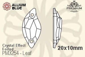 PREMIUM Leaf Sew-on Stone (PM3254) 20x10mm - Crystal Effect With Foiling