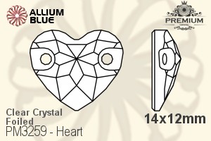 PREMIUM Heart Sew-on Stone (PM3259) 14x12mm - Clear Crystal With Foiling - Haga Click en la Imagen para Cerrar