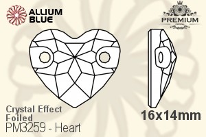 PREMIUM Heart Sew-on Stone (PM3259) 16x14mm - Crystal Effect With Foiling - 关闭视窗 >> 可点击图片